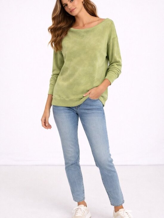 Anthropologie Tops - Anthro Pilcro Donna Lime Pullover Sweatshirt Off Shoulder XS